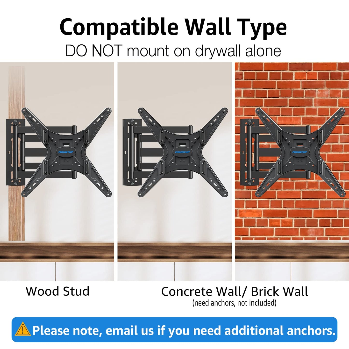 MOUNTUP Corner TV Wall Mount for Most 26-65 Inch TVs, Long Arm TV Mount with 30 Inch Extension Arm, Smooth Swivel Tilt Single Stud Full Motion Bracket Max VESA 400x400mm, 77 lbs Heavy Duty, MU0057