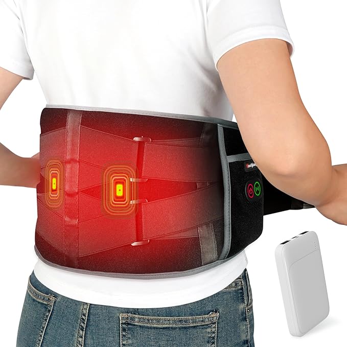 Comfytemp Cordless Heating Pad with Massager for Back, Portable Lower Back Massager FSA Eligible HSA Rechargeable Wireless...