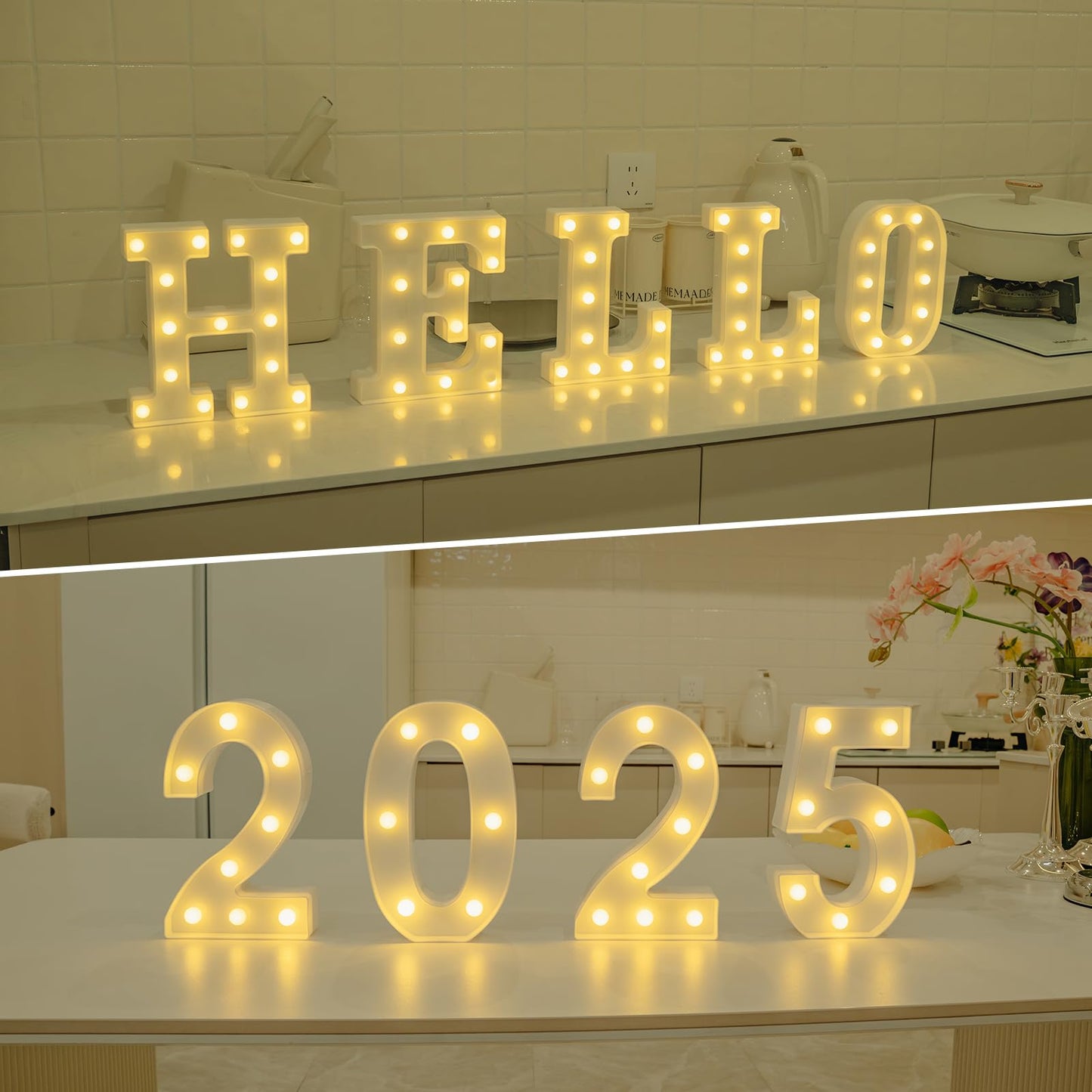 Foaky LED Letter Lights Sign, Rechargeable Warm Light, Model Recharge-ABS, Size F, Plastic Decoration for Parties and Home