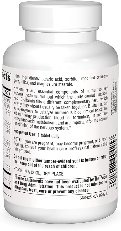 Source Naturals B-125, 125 mg B-Vitamins for Energy Production Support - 60 Tablets