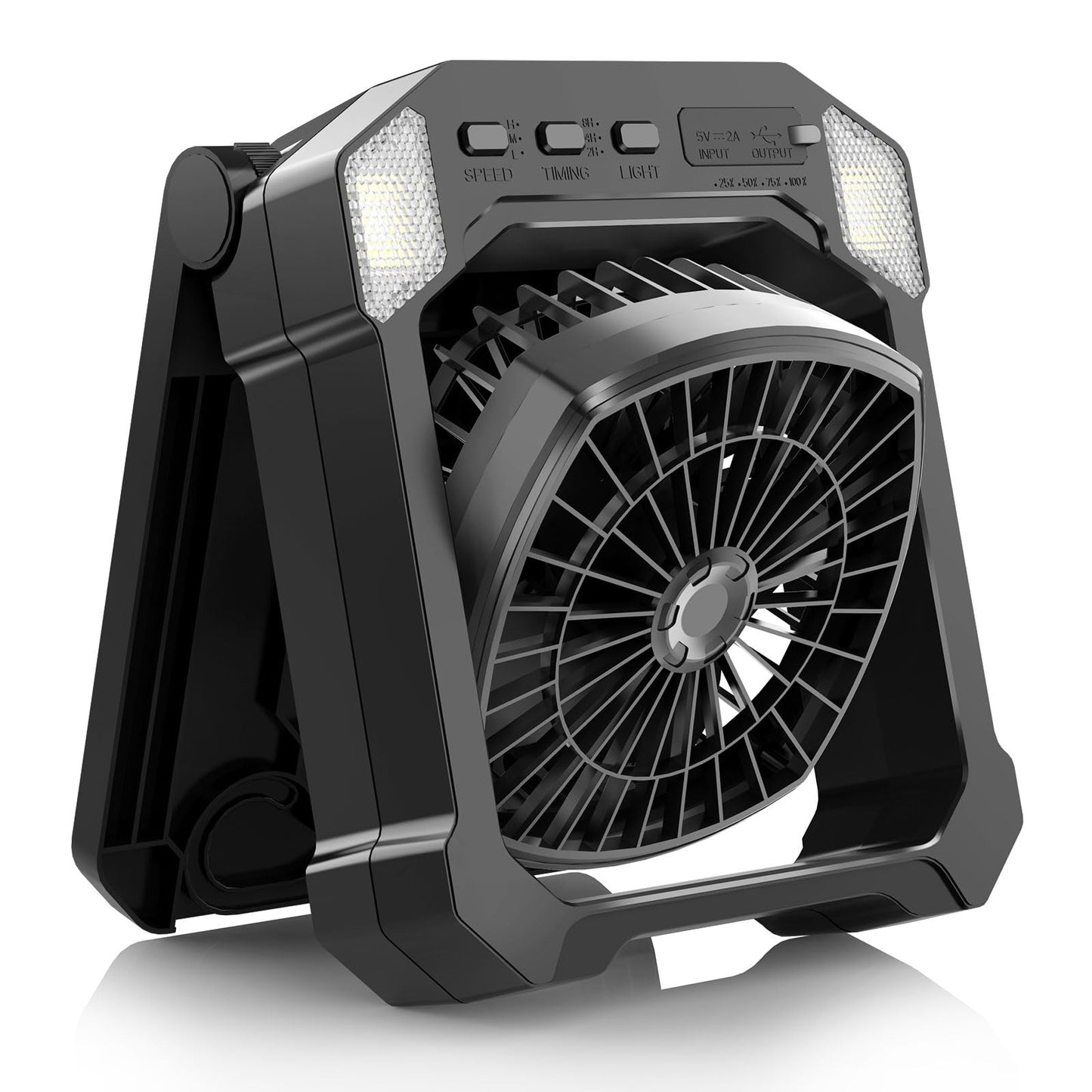 Camping Fan Battery Powered & Solar Powered, Portable Solar Fan 10000Mah Rechargeable Outdoor Fans With Light, Quiet Cordless Fa