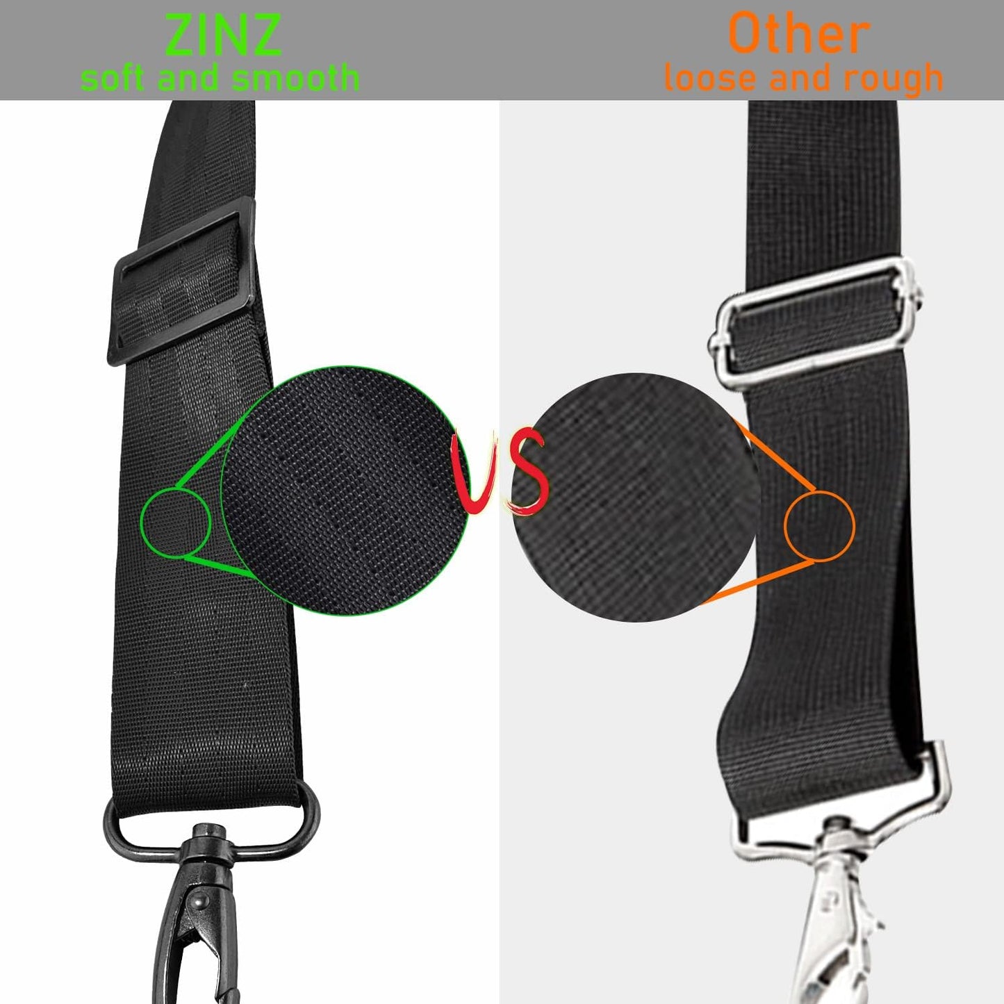 ZINZ 77 Inch Shoulder Strap Univesal Bag Strap with Fixed Pad Ultra Thick Plus Long & Breathable Cushion, Replacement Strap for Bags,Black
