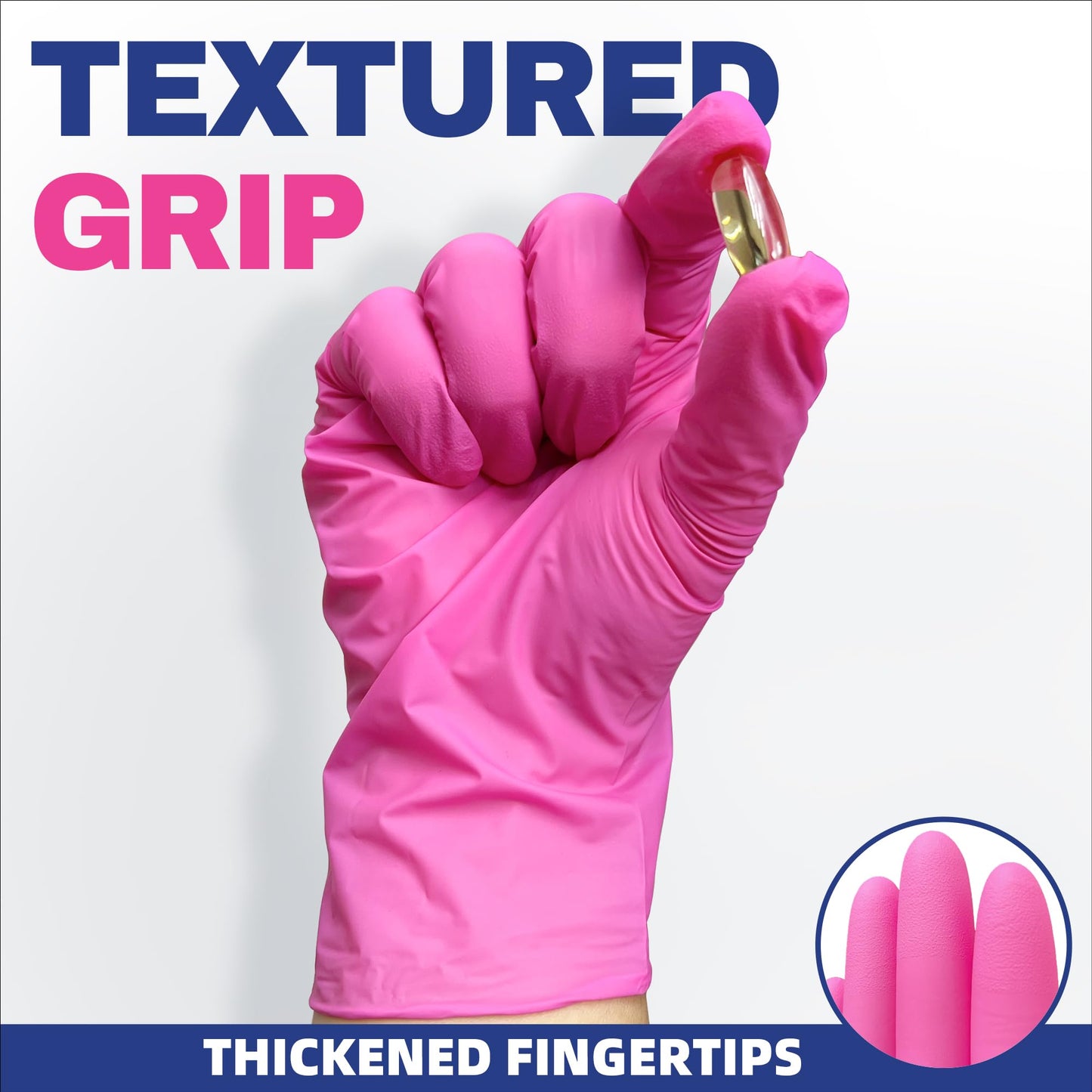 Beastek Nitrile Exam Gloves, 4 Mil 100 Pcs Powder-Free Latex-Free Medical Cooking Food-Safe Disposable Gloves, Hot Pink (Medium)
