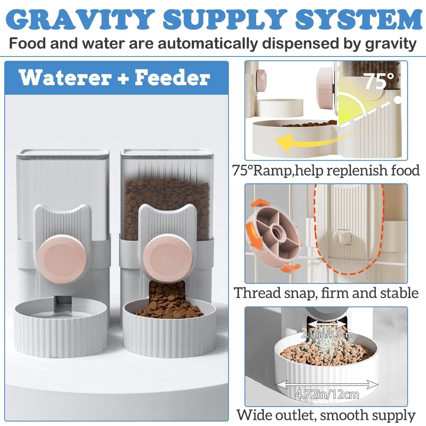kathson Rabbit Gravity Auto Feeder Set 35oz Hanging Automatic Food Water Dispenser Cage Automatic Feeder Set for Rabbit Chinchilla Guinea Pig Hedgehog Ferret Kitty Puppy (Pink)