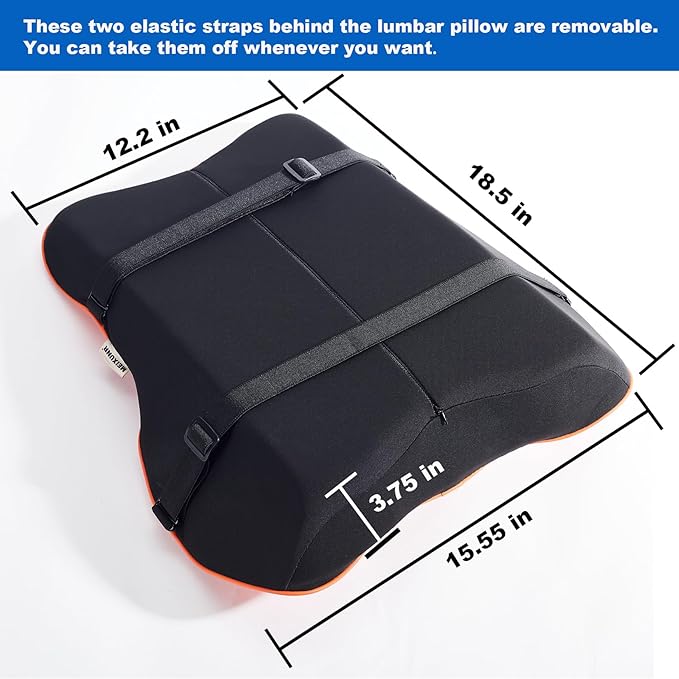 Soft Lumbar Pillow for Office Chair and Car Seat Back Support Pillow for Truck Driver's Seat, Back Cushion for Pain Relief Improve Posture (Leather-Wine Red)