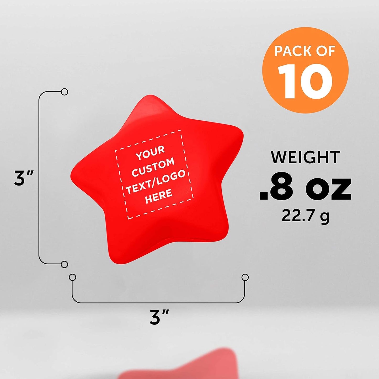 DISCOUNT PROMOS Custom Star Squeeze Balls Set of 10, Pesonalized Bulk Pack - Perfect for Promotional Giveaways - Red