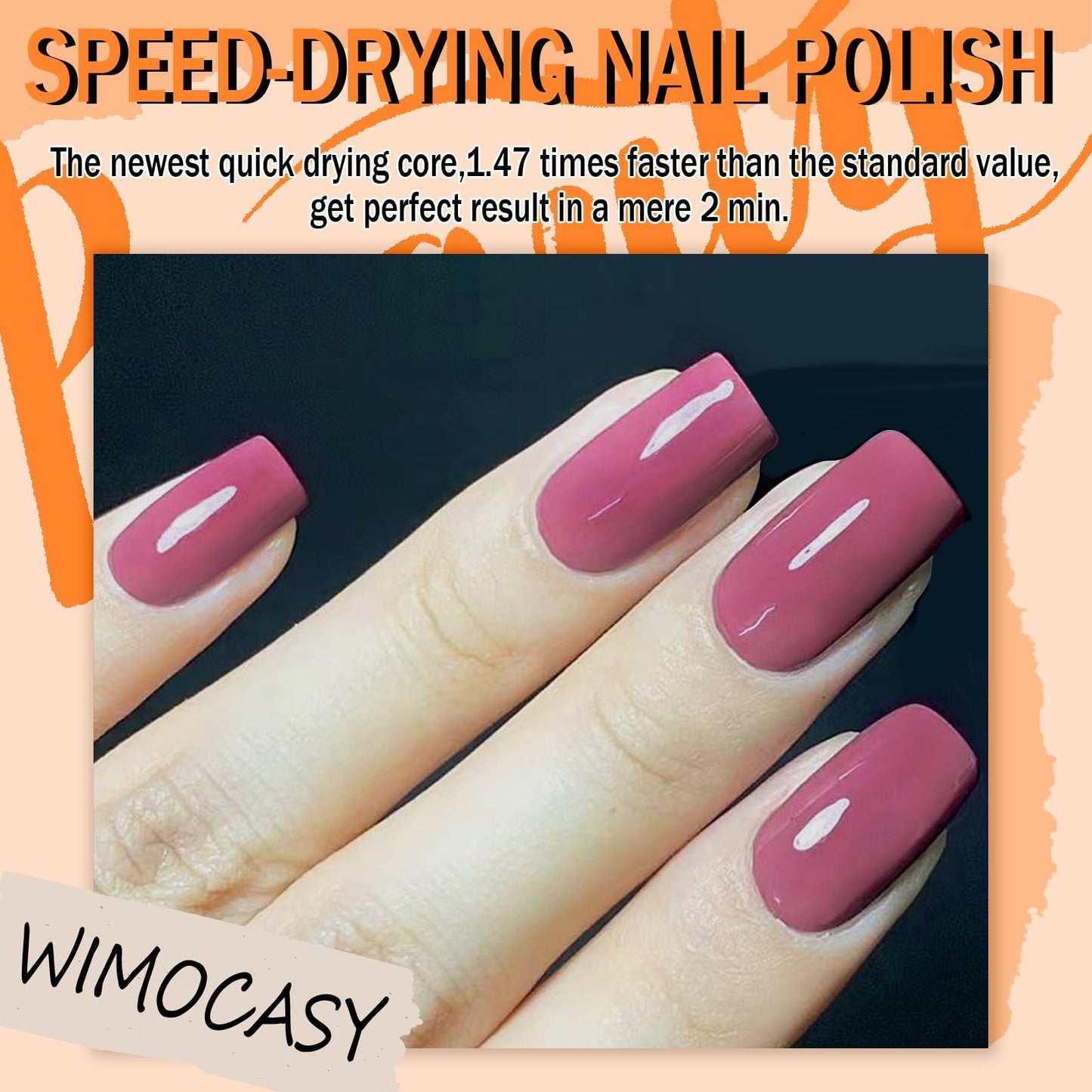 Wimocasy Quick Dry Nail Polish Crimson Summer Nail Lacquer 0.41fl oz Regular Insta Dry Nail Polish 12ML For Nail Art Salon Home,