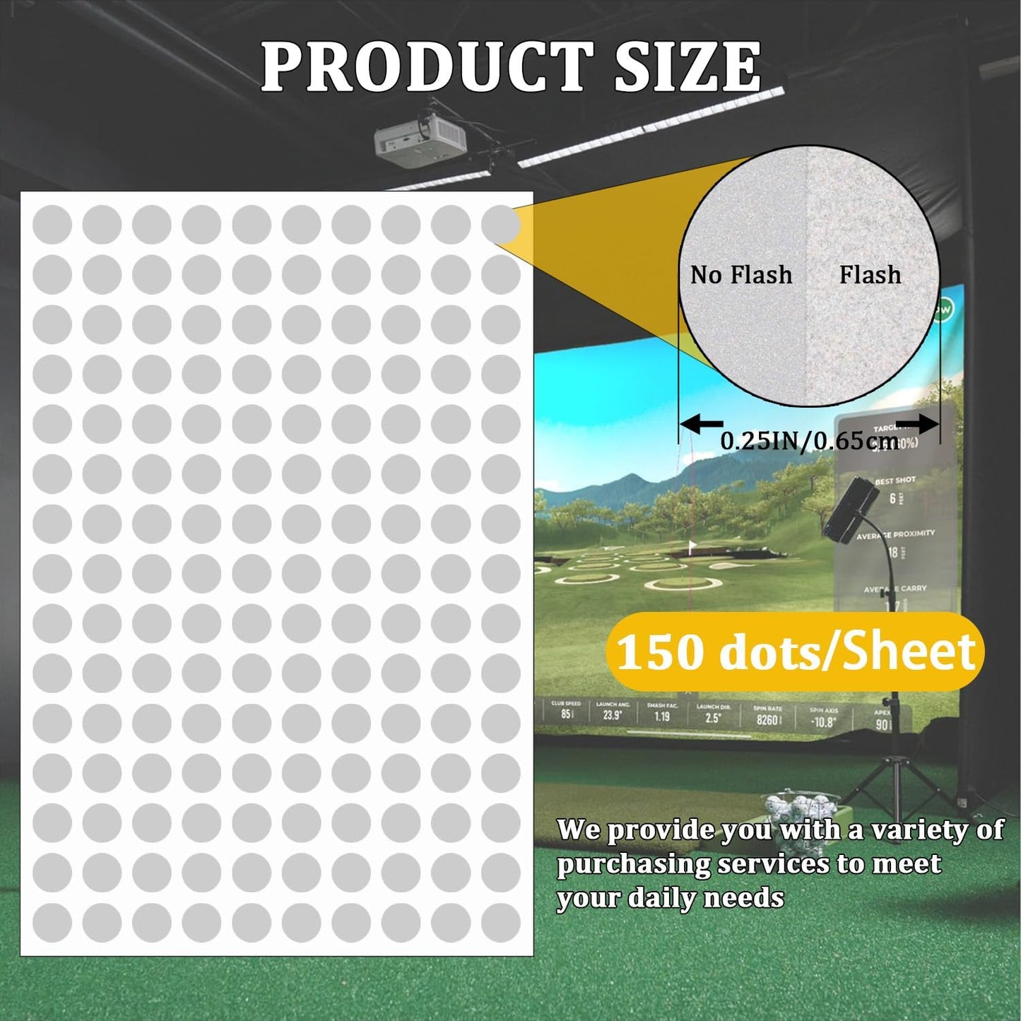 300 Dots 0.25" White Reflective Dot Stickers for Golf Club & Golf Ball, Weatherproof Golf Stickers with High-Reflective Glass Beads for Golf Launch Monitor & Golf Simulator & High-Speed Cameras