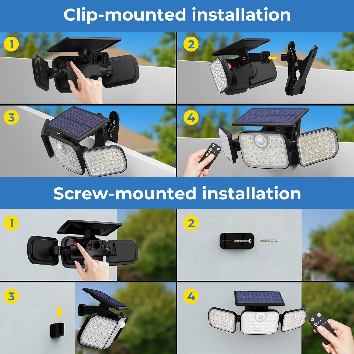 Peasur Solar Motion Lights Outdoor with Remote Control, IP65 Waterproof, 1 Pack, Black