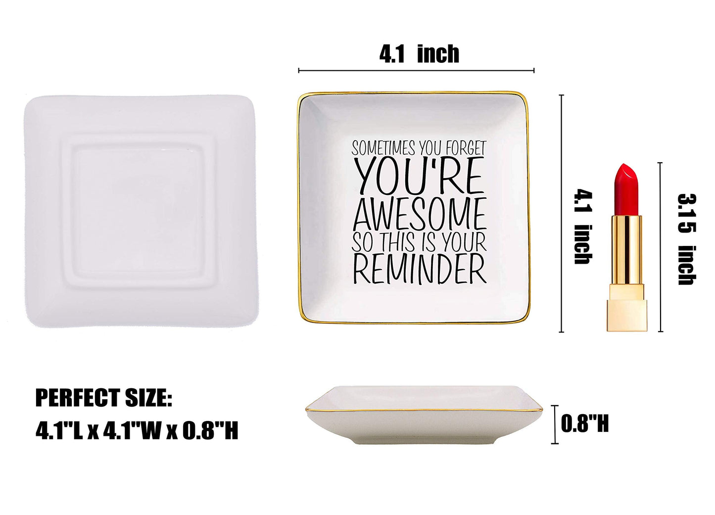 Topthink You are Awesome Gift - Ceramic Jewelry Holder Ring Dish Trinket Tray - Inspirational Birthday Graduation Christmas Gift