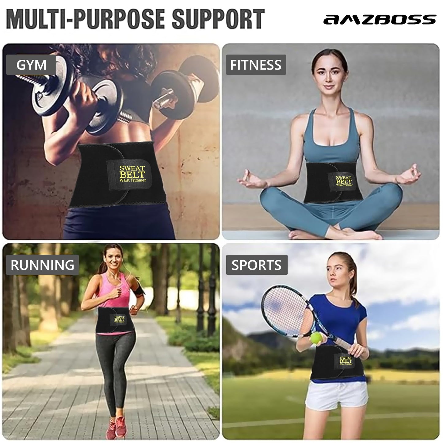 AMZBOSS Waist Trainer for Women Lower Belly Fat, Waist Sweat Band for Women, Belly Band Sweat Belt, Stomach Wrap, Faja Body Shaper (BLACK, Large)
