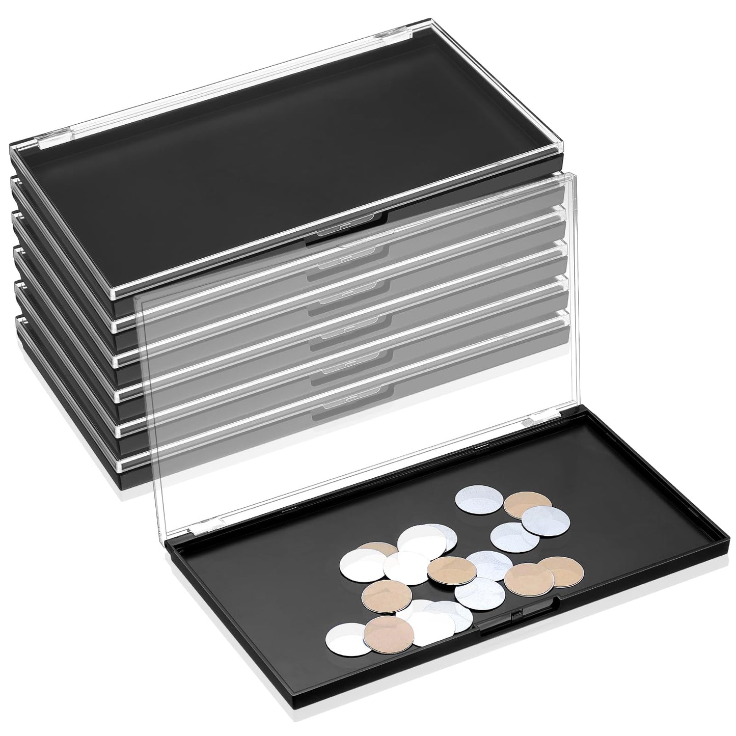 Sumind 6 Pcs Magnetic Makeup Palette with Clear Top with 120 Pcs Metal Sticker for DIY Eyeshadow Lipstick Blush Powder 7.72    x