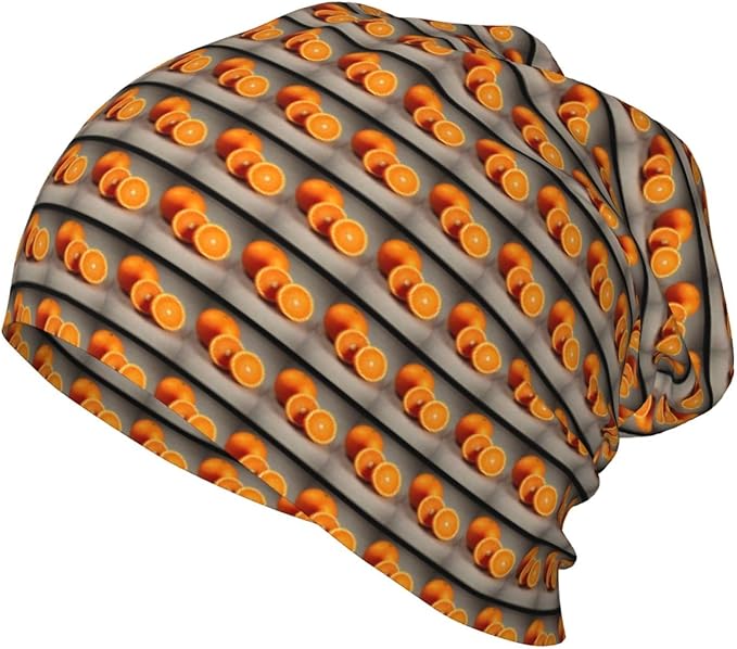 YANYU Orange Fruit Print Soft Beanie Winter Hat Warm Thermal Cap Headwear for Snow Play Outdoor Activities