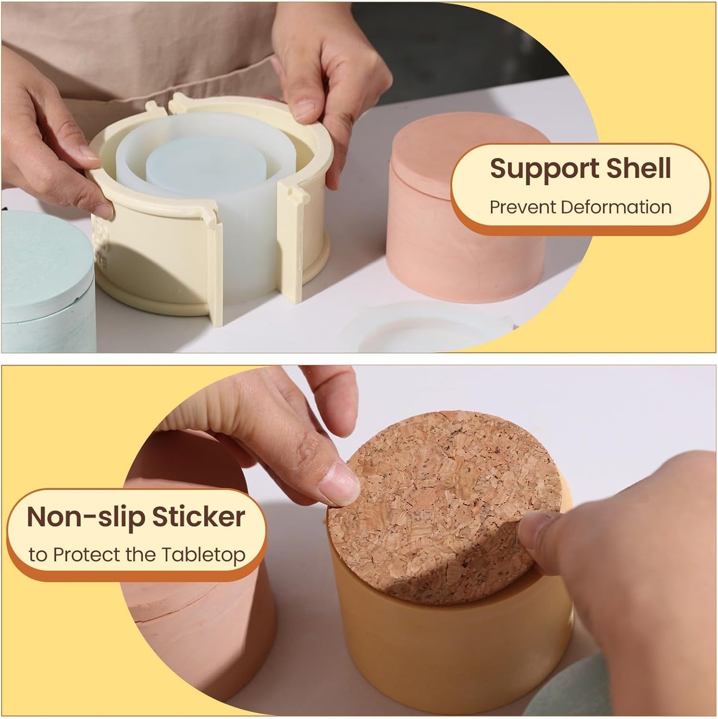 BOOWAN Nicole Simple Style Candle Vessels Silicone Mold, Candle Jar Mould for Jesmonite Concrete Cement DIY Handmade Home Decoration