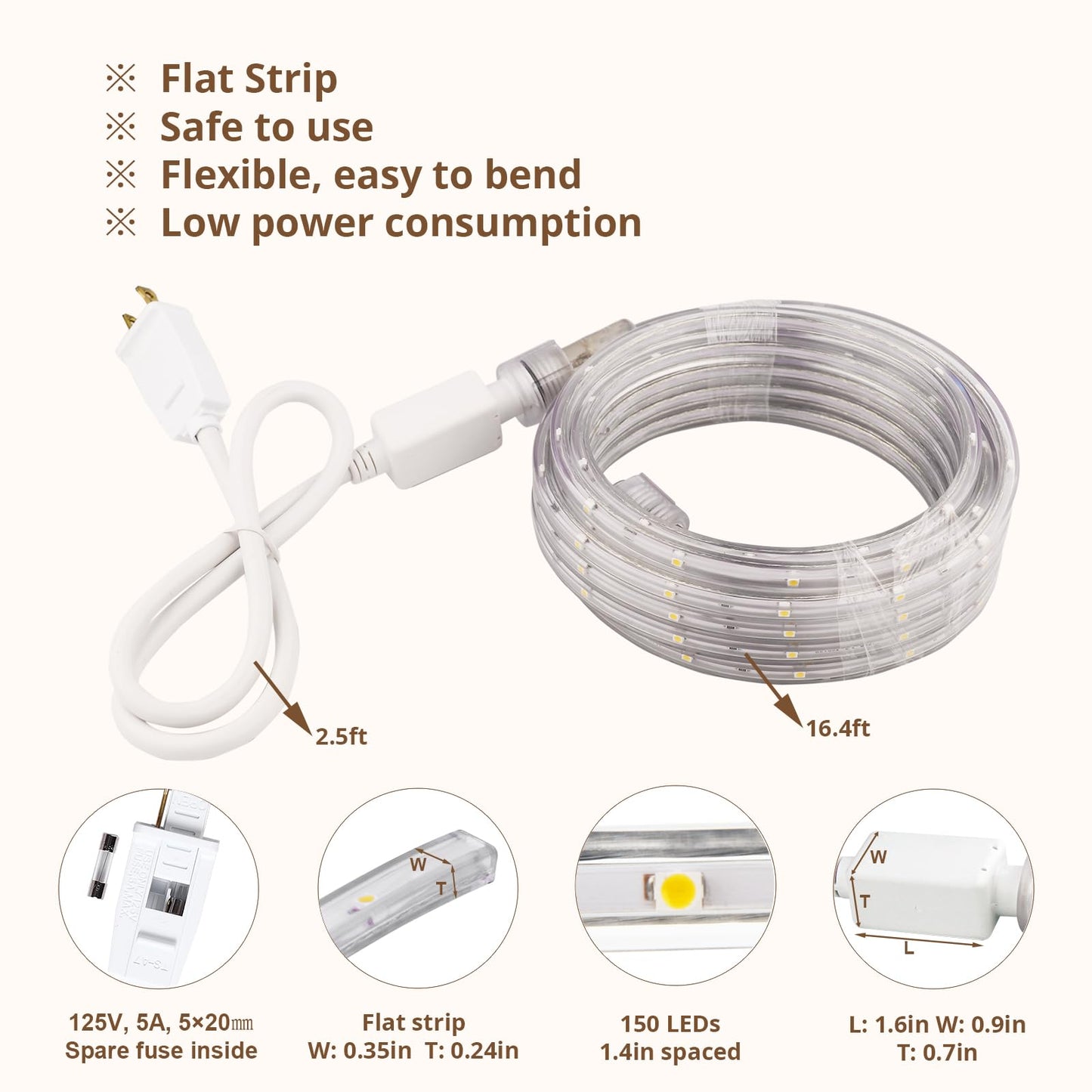 Areful LED Rope Lights 33ft Green Flexible Strip Light Waterproof for Home Garden Party Decoration