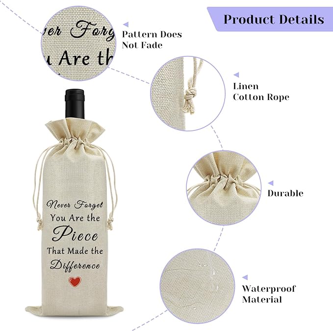 Retirement Gifts for Women Men Wine Bag Coworker Retired Gift Coworker Leaving Gifts Wine Gift Bag Farewell Gifts for Colleague Drawstring Wine Wrapping Bag Funny Retirement Gift for Grandma Mom