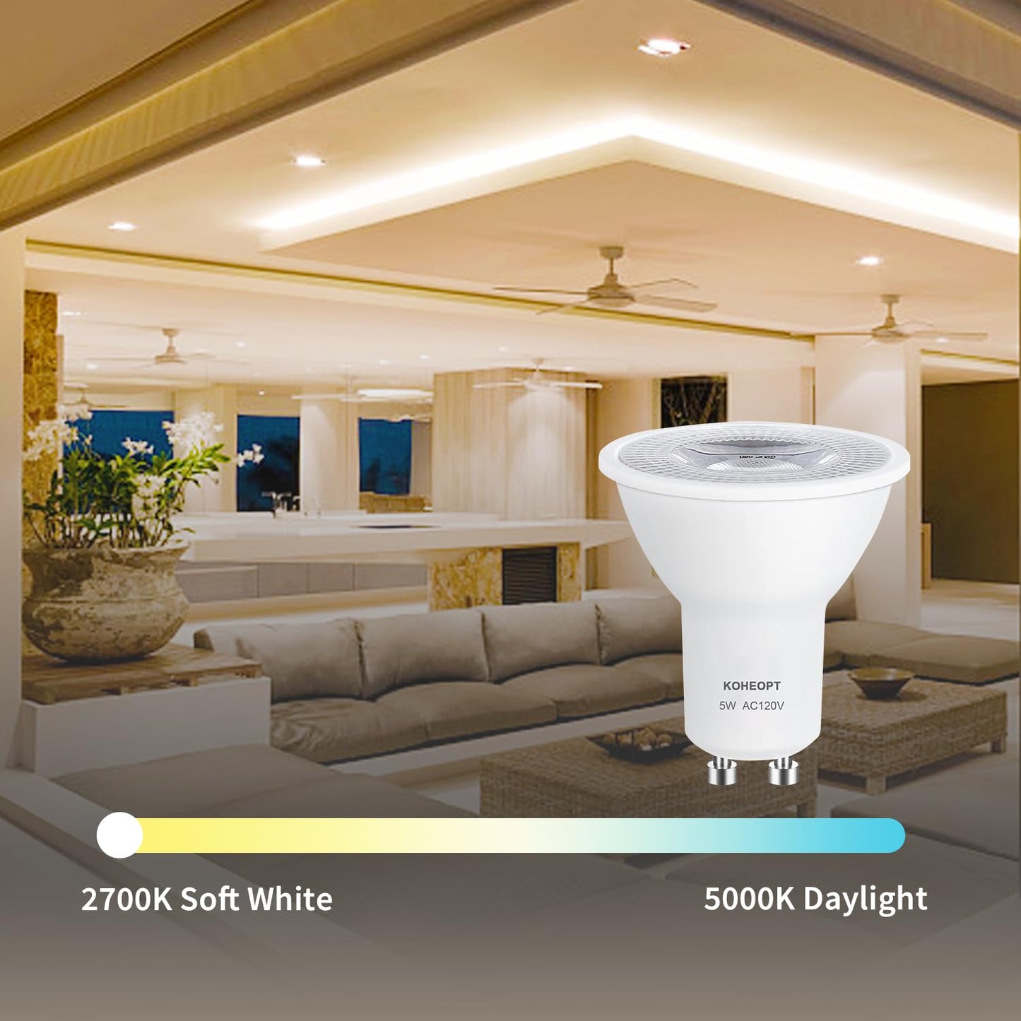 Koheopt Gu10 Led Bulbs 5W Dimmable 50W Equivalent 500Lm 2700K Soft White Bulb Gu10 Base For Track Lighting  Kitchen Range Hood Living Room Bedroom  6 Pack