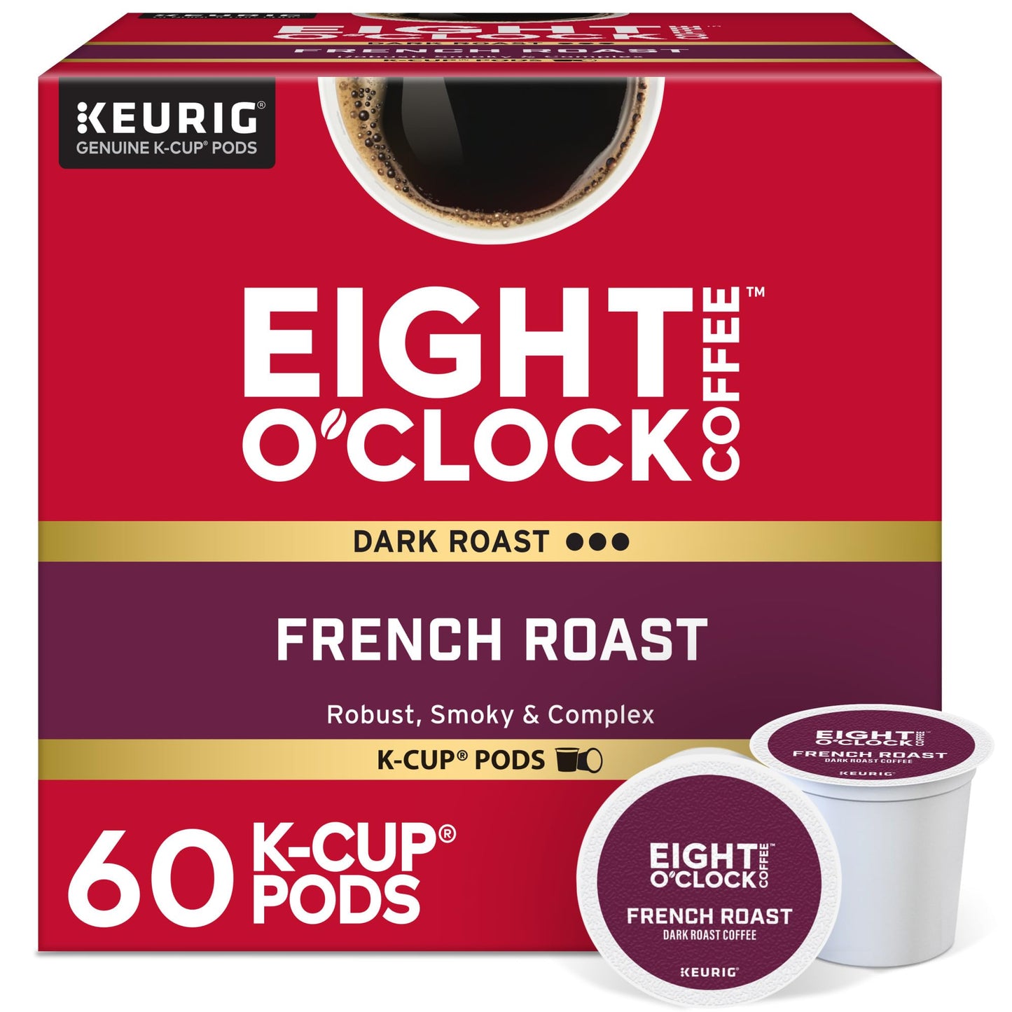 Eight OClock Coffee French Roast  Single-Serve Coffee K-Cup Pods  Dark Roast  60 Count