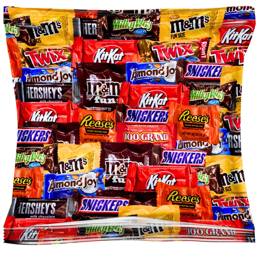 Halloween Assorted Fun-Size Chocolate Candy Mix - Bulk Bag - Variety Pack for Parties  Pinatas  Office Snacks  Holidays & Events (2 LB)