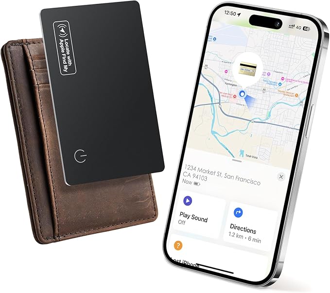 Wallet Tracker Card Air-Tag (iOS Only) - Work with Apple Find My, Bluetooth Tracker Smart Tracking Card Wallet Finder, 0.0...
