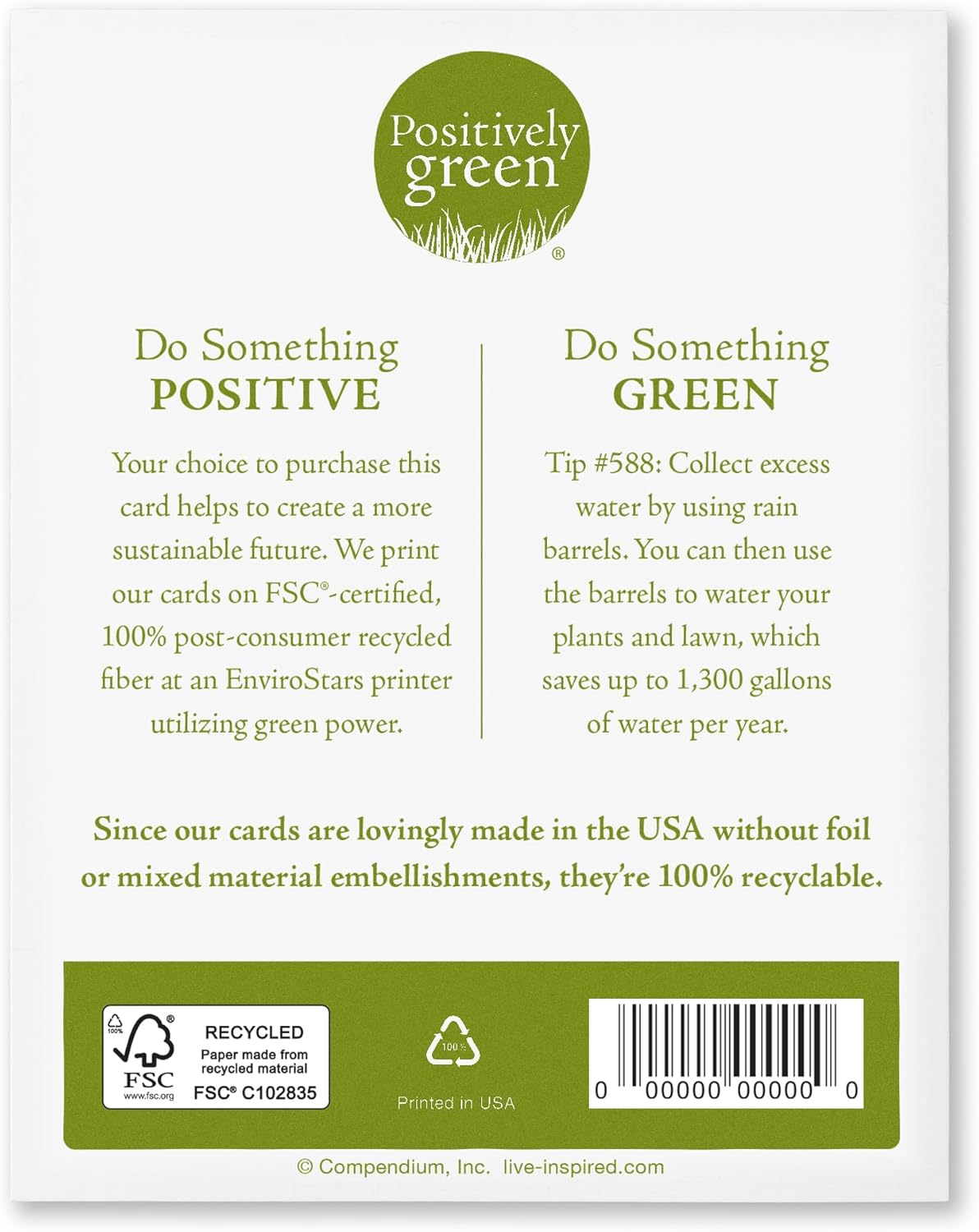 Compendium Positively Green 4-Pack of Encouragement Cards – Courage dear, heart (Four Cards Total, One Design, with Envelopes)