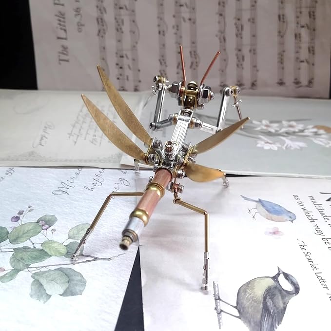 3D Metal Model Kits Puzzle for Adults, Steampunk Electric Mechanical, Assembly DIY Gift Plastic Craft Hobby for Men (Mantis)