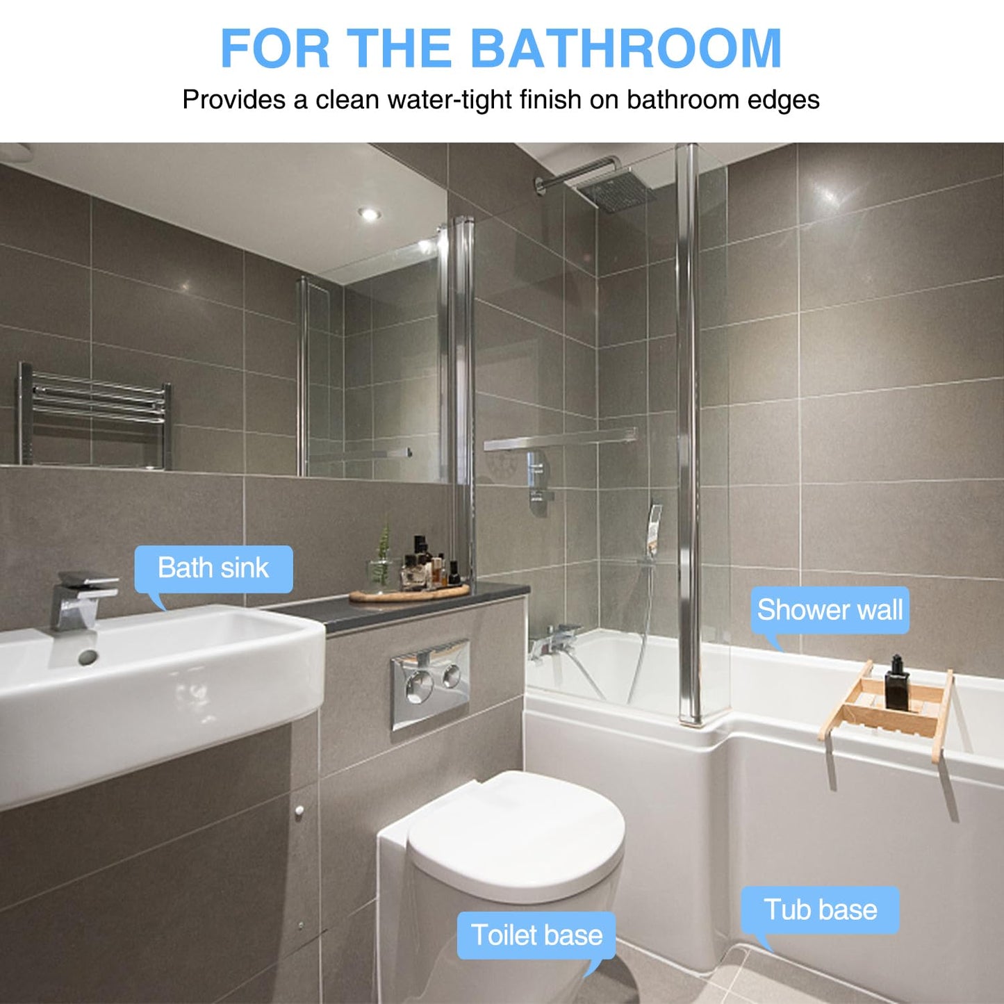 Clear Caulk Tape Self Adhesive Waterproof, Transparent Kitchen and Wall Sealing Tape, Bathroom Sealant Strip for Toilet, Bath Tub, Sink, Shower (Clear,1.5" x10.5Ft)
