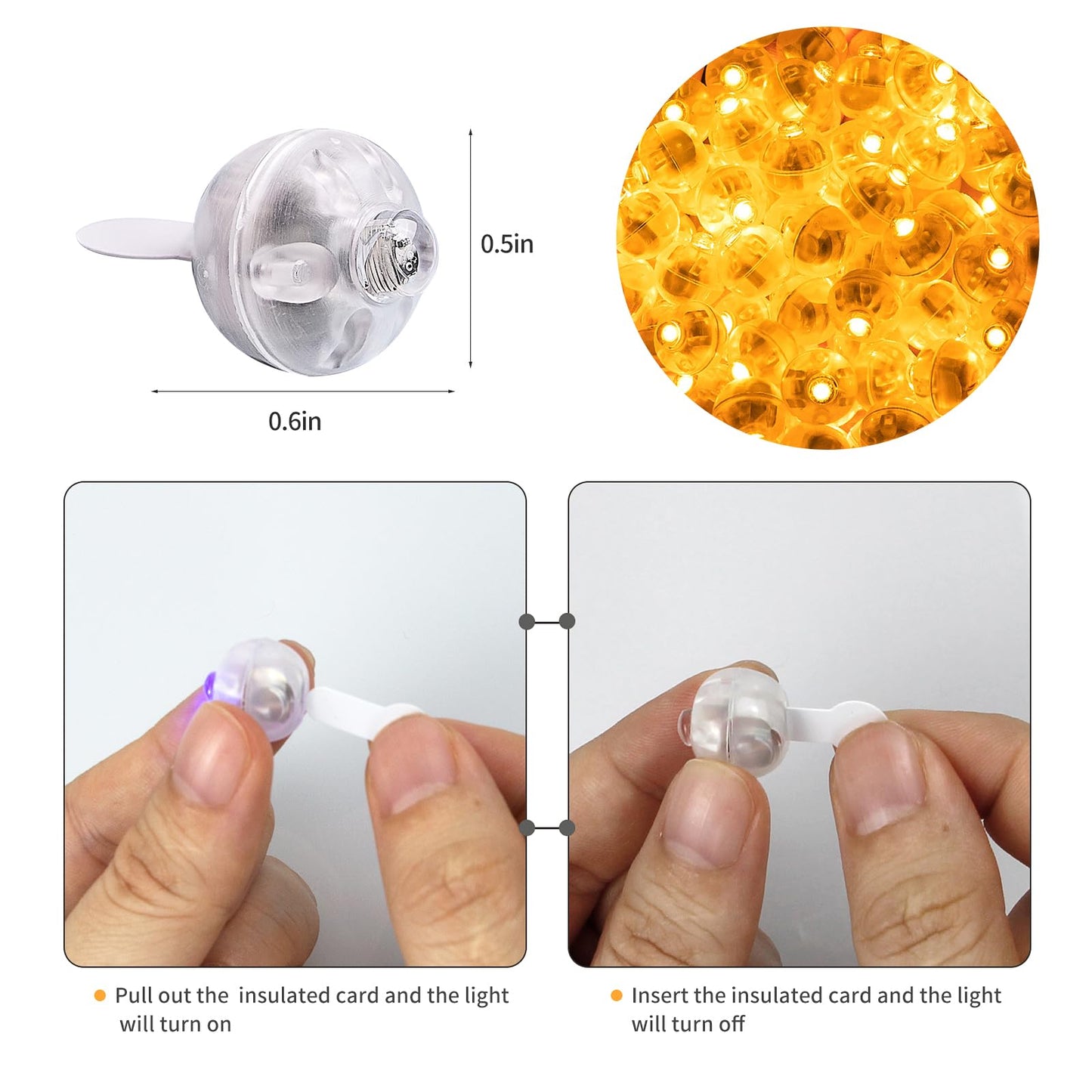 Aogist 200pcs Orange Balloon Lights, Waterproof LED Flash Lamps for Party, Wedding, Birthday, New Year, and Christmas Decor