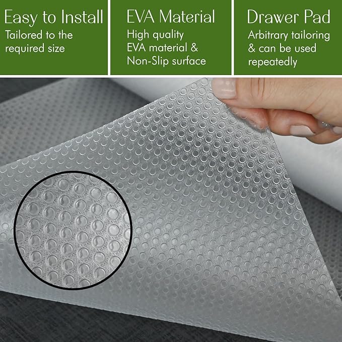 EVALAND 23.6 INCHES x 20 FEET (240 Inches) Non-Slip Shelf Liner, Original Smooth Shelf Liner, EVA Kitchen Liner, Non-Adhesive Liner, Stain-Proof Shelf, Drawer, Cabinet Liner