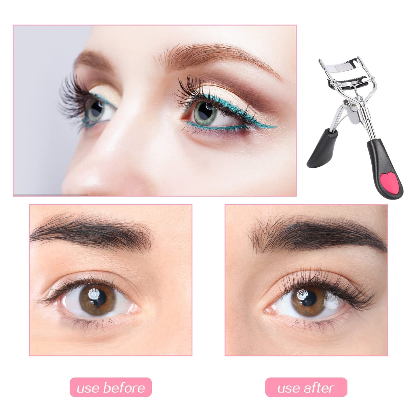 Eyelash Curlers with Comb,2 Pcs Eye Lash Curler Lash Tool Built in Comb Mini Makeup Lash Separator Tool Portable False Eyelashes