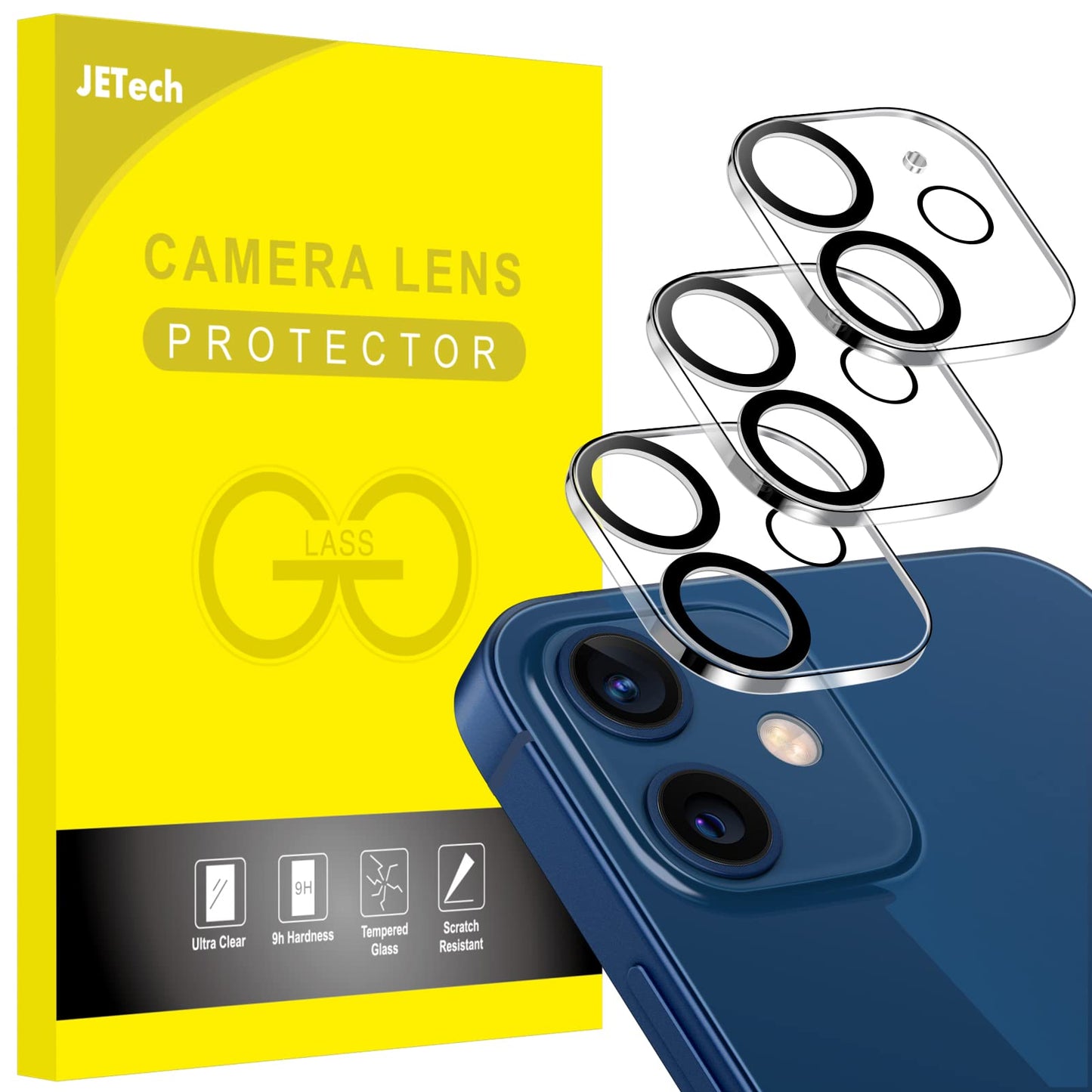 Jetech Camera Lens Protector For Iphone 12 6.1-Inch, 9H Tempered Glass, Hd Clear, Anti-Scratch, Case Friendly, Does Not Affect N