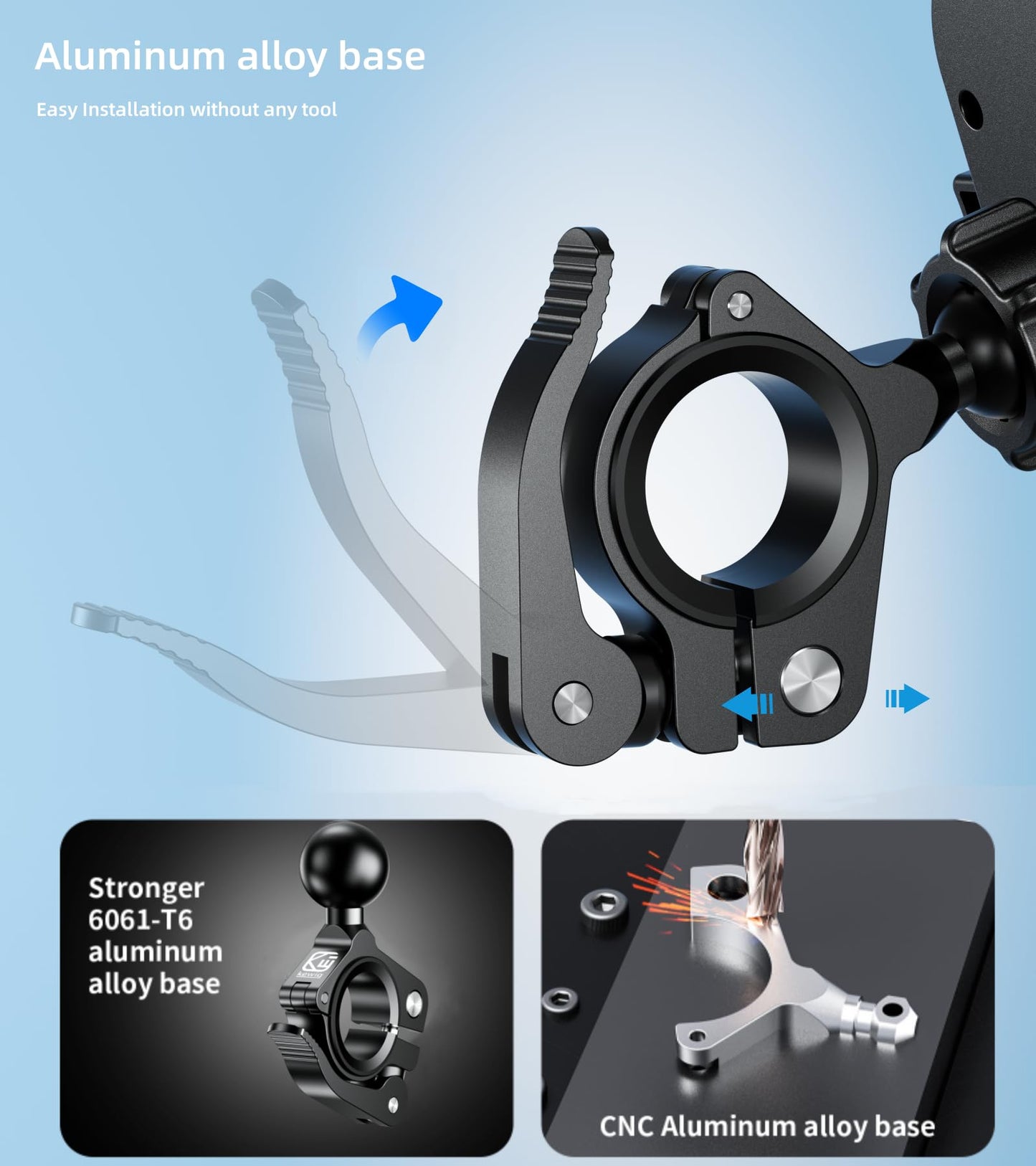 Kewig Bike Phone Mount Holder, Motorcycle Phone Mount [1S Lock] [One Hand Operation], Bicycle Scooter Handlebar Cradle Clip For