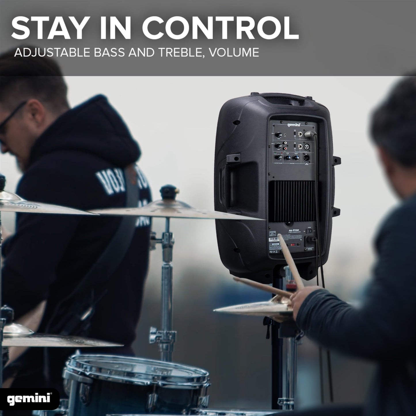 Gemini 1000W Powered Dj Speaker 10    - Compact Active Stage Monitor With Xlr/Aux Inputs, Built-In Mixer, Eq & Stand Mount For M