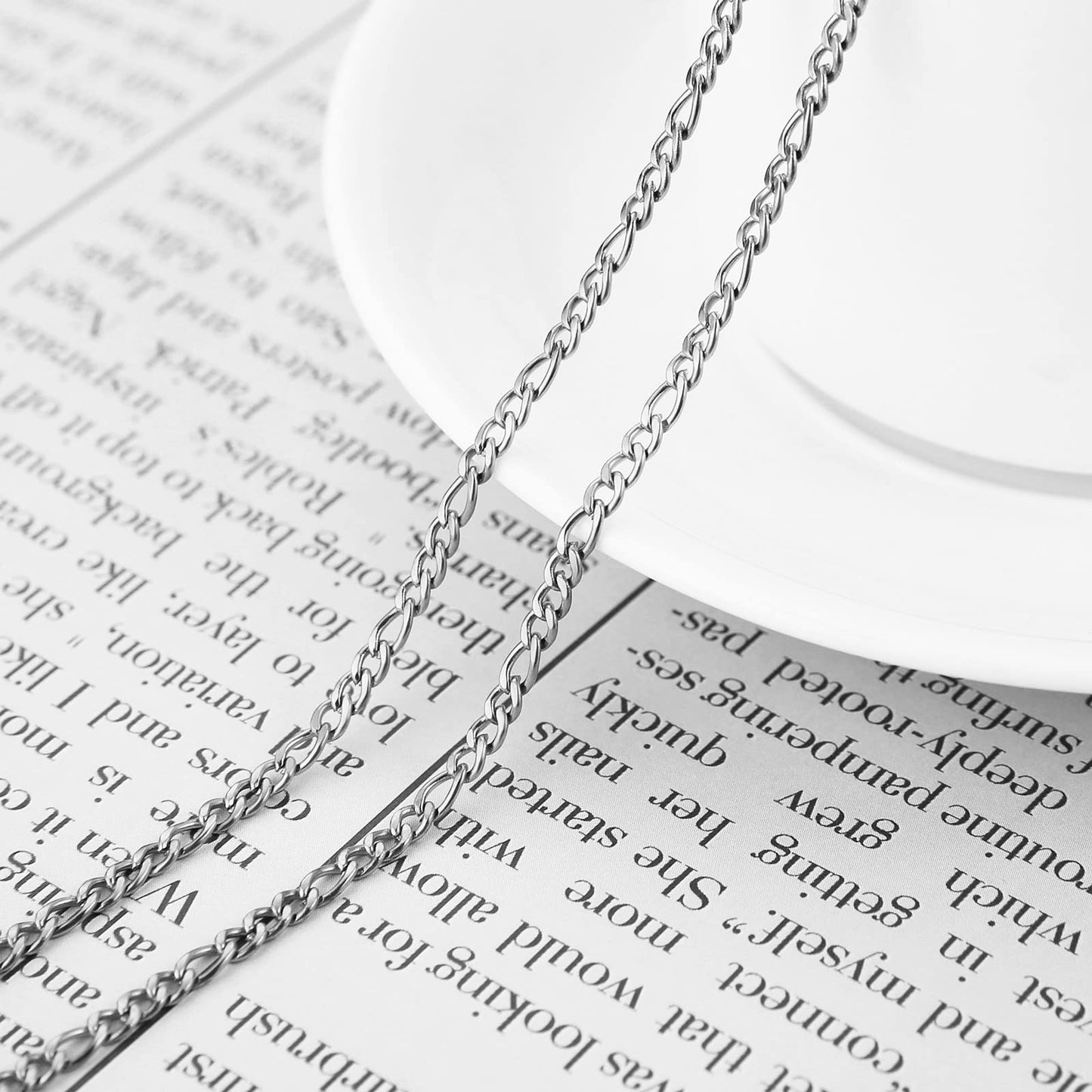 HZMAN Men Women 24k Real Gold Plated Figaro Chain Stainless Steel Necklace, Wide 3mm 5mm 7mm 9mm (20inches)