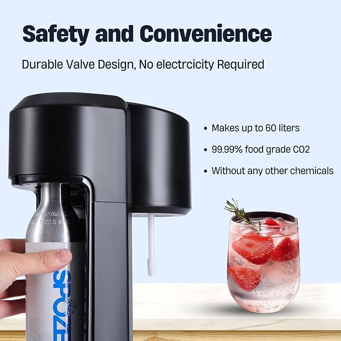 60L CO2 Cylinder for SodaStream, CO2 Canister Threaded Cylinders Compatible w/All Threaded 'Screw-In' Soda Makers, FIZZ, ONE TOUCH, JET, etc. - Set of 2