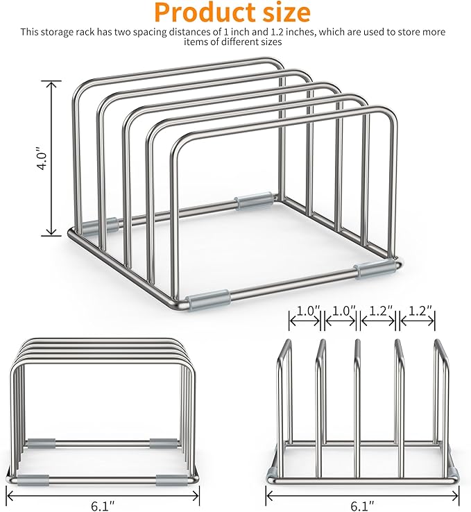 Cutting Board Stand and Organizer - Stainless Steel Rack for Countertop, Chopping Board Holder (1 Pack)