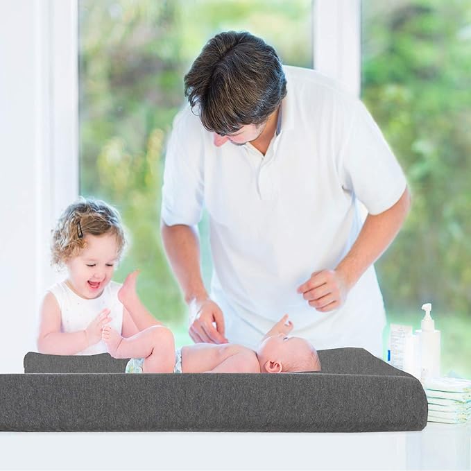 Cuddly Cubs Changing Pad Covers – 2 Pack – Snuggly Soft Plush Cotton Changing Table Covers for Boy, Girl – Fits Perfectly on Summer Infant and Other 16 x 32 Baby Changing Table Pads – Heather Grey