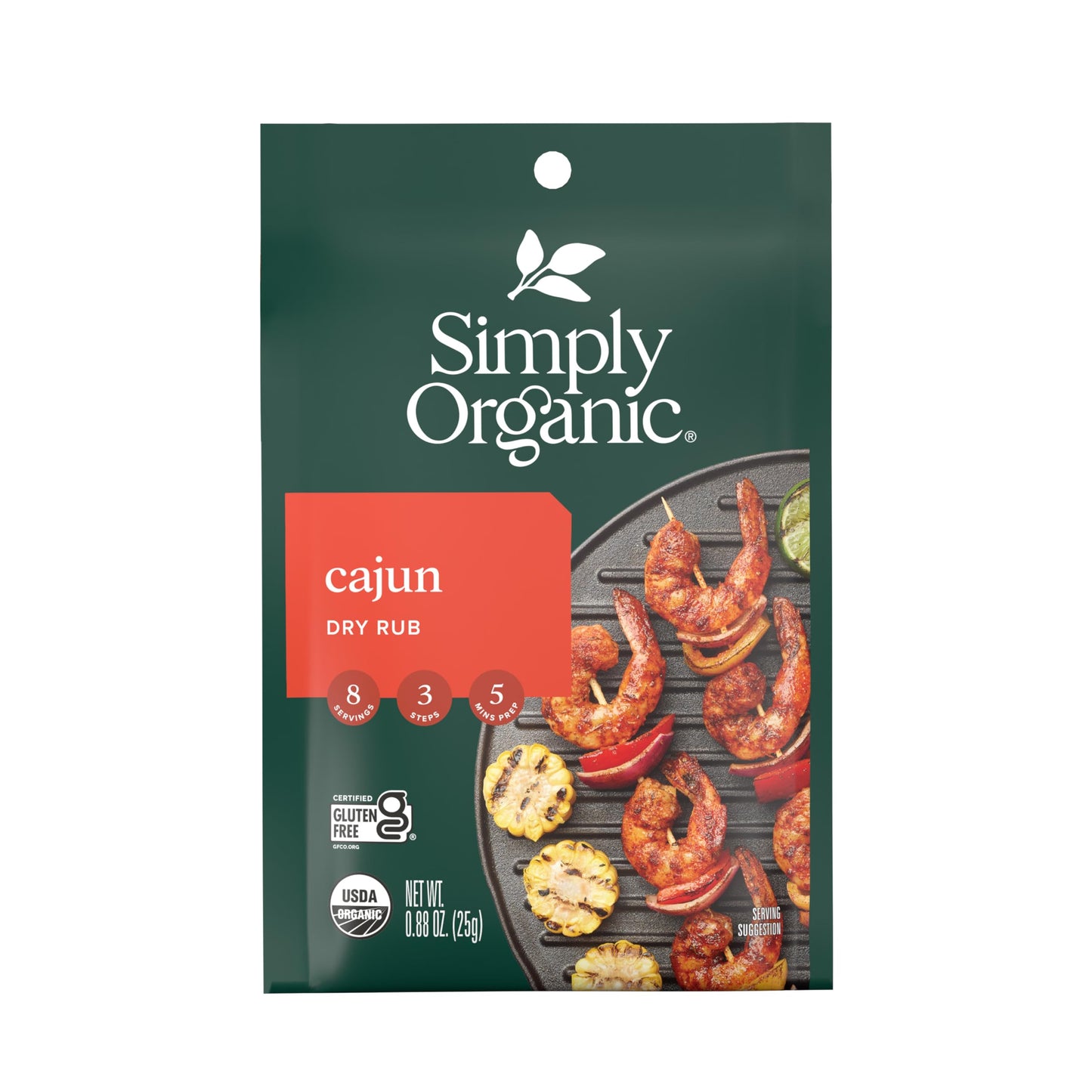 Simply Organic Cajun Dry Rub  Vegan Friendly  Kosher  USDA Certified Organic  Gluten Free & Non-GMO  0.88 Ounce (Pack of 12)