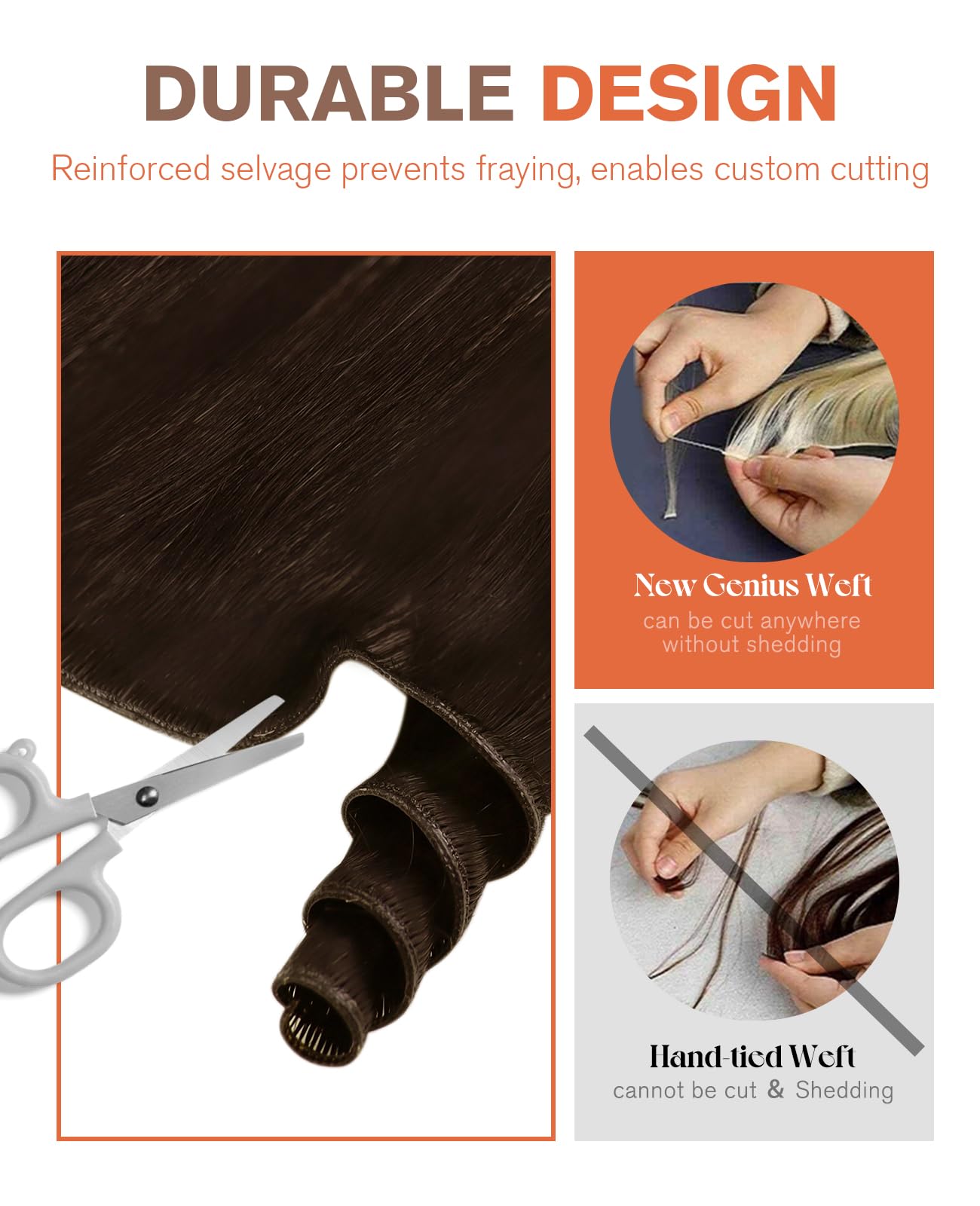 Sunny Hair Genius Weft Sew in Hair Extensions Real Human Hair Brown Genius Weft Hair Extensions Human Hair Hand Tied Hair Extens