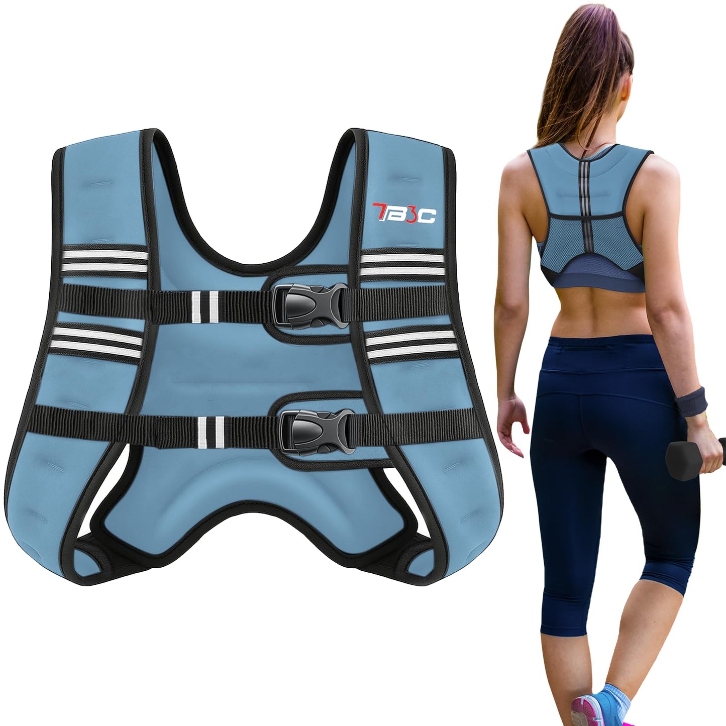 TB3C Weighted Vest Woman Men 12lb Weights with Reflective Stripe, Weighted vest for Women Workout Equipment for Strength Training Running