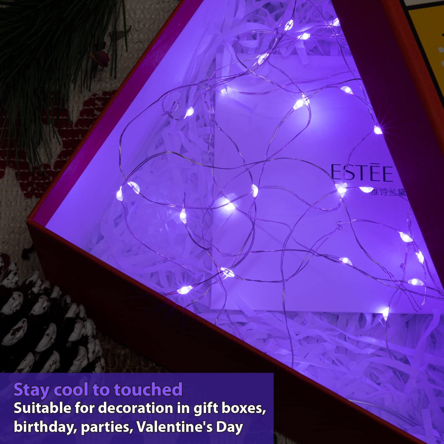 HXWEIYE LED Fairy Lights 12 Pack, 7ft 20LED Waterproof Purple Mini String Lights for Mason Jars, Model HY100150-20-purple