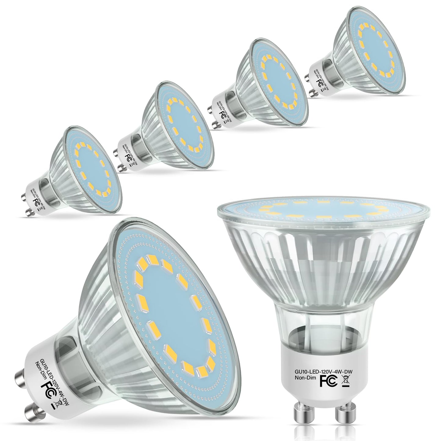 Gu10 Led Light Bulbs  50 Watt Halogen Equivalent  4000K Natural White Gu10 Bulb Replacement For Track&Recessed Lighting  4W 450 Lumens Led Bulbs For Kitchen  Range Hood  Living Room  6-Packs