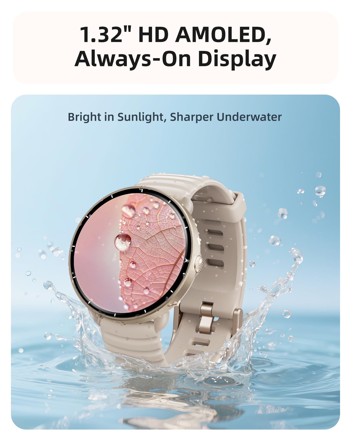 Parsonver Swimming Smart Watch, 5ATM Waterproof for Pool & Open Water, Built-in GPS & Compass, AMOLED Fitness Tracker with 100+ Sports Modes, Heart Rate & Sleep Monitor, AI Swim Analysis, French Grey