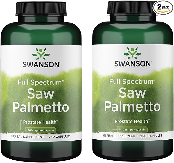 Swanson Saw Palmetto - Herbal Supplement Promoting Male Prostate Health Support - Natural Hair Supplement & Urinary Health Support (540 mg 250 Capsules) (2 Pack)