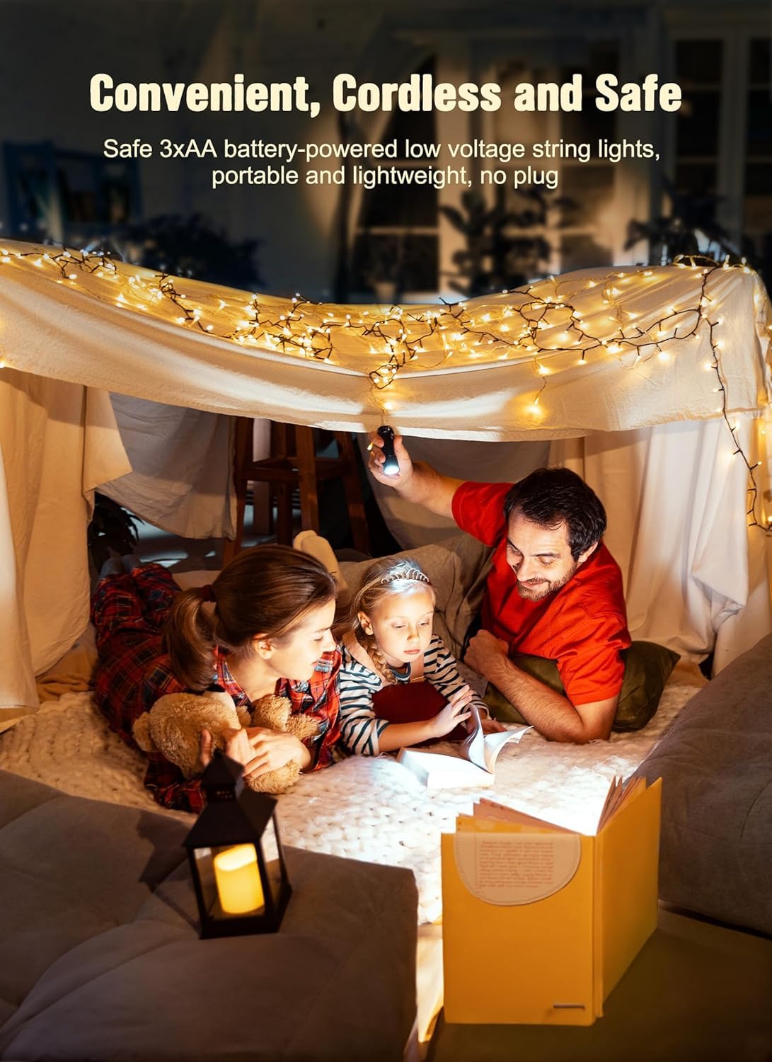 Brightown Battery Operated Christmas String Lights, 20 Led, 8Ft, Warm White, Timer, Indoor/Outdoor Decoration
