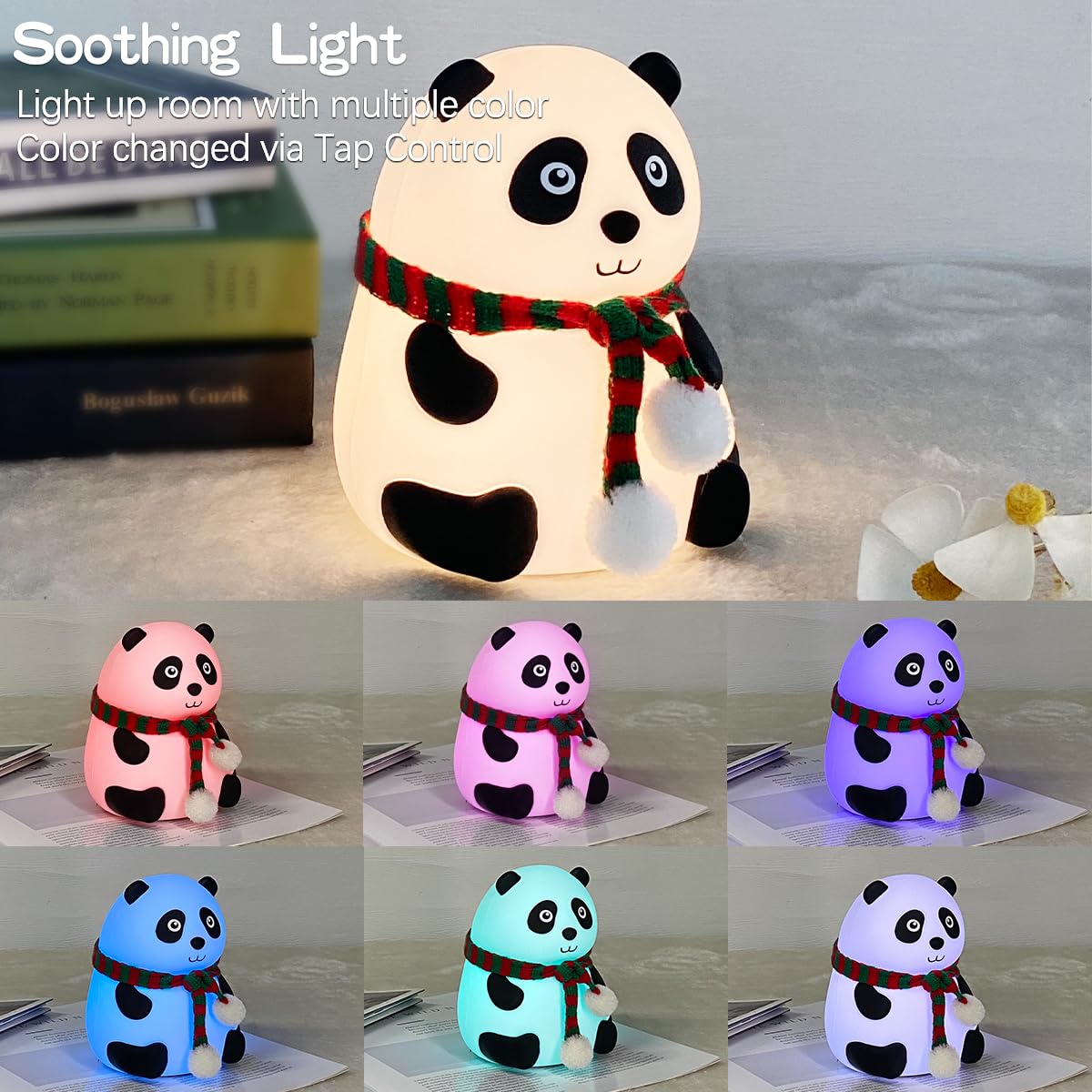 LEDHOLYT Kids Night Light Panda - Silicone Nursery Lamp for Baby & Toddler, Cute Animal Design