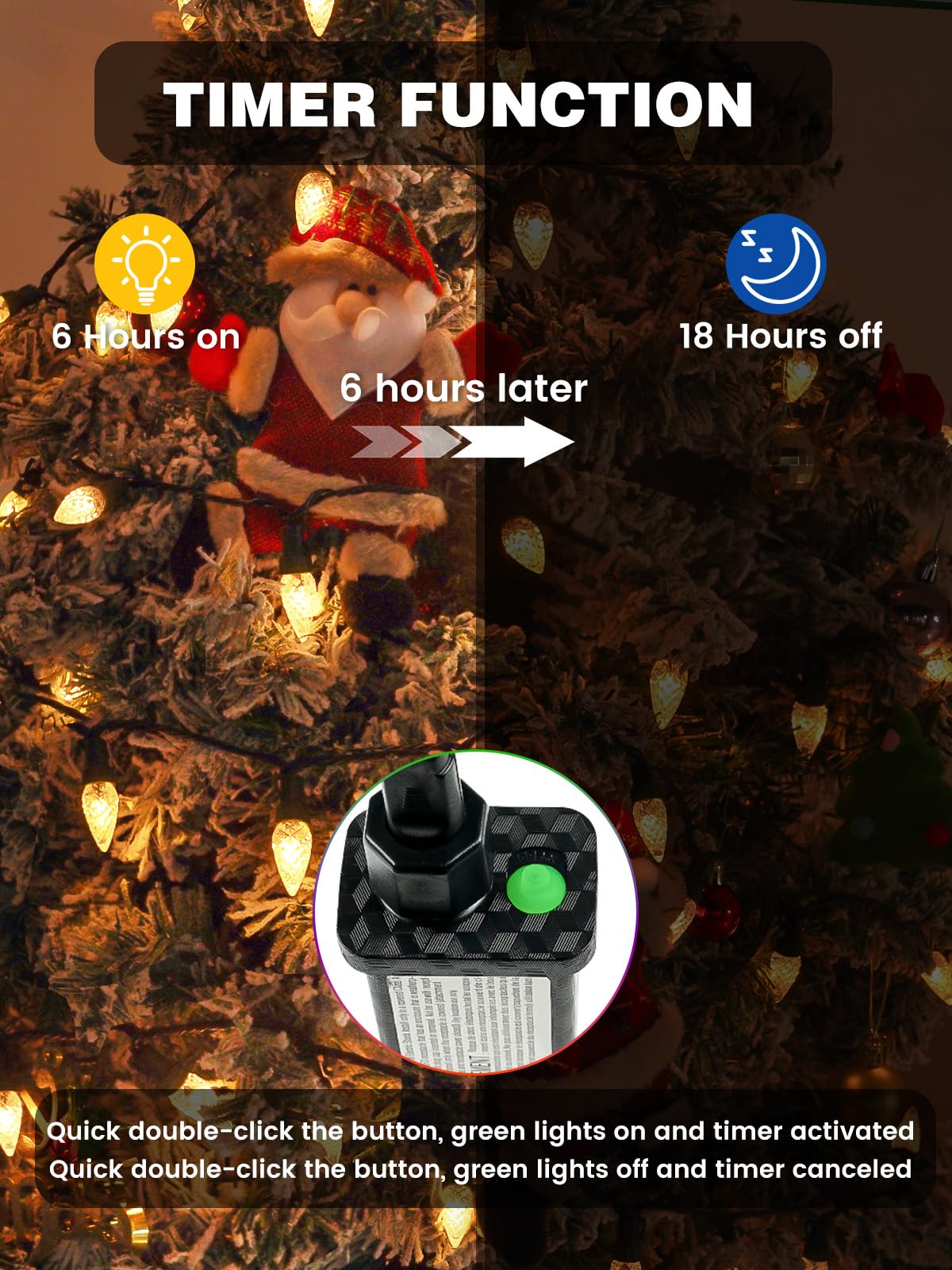 2 Pack C6 Christmas Lights Outdoor Indoor  Total 200 Led 66 Ft Connectable Christmas String Lights With Timer & 13 Modes  Waterproof Twinkle Light For Xmas Tree Party Wedding Decorations (Warm White)