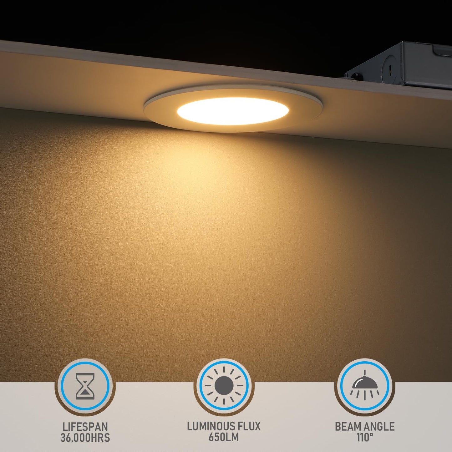 TORCHSTAR 4 Inch Ultra-Thin LED Recessed Light, 10W, Dimmable, Soft White (2700K), ETL & Energy Star Certified, Pack of 4