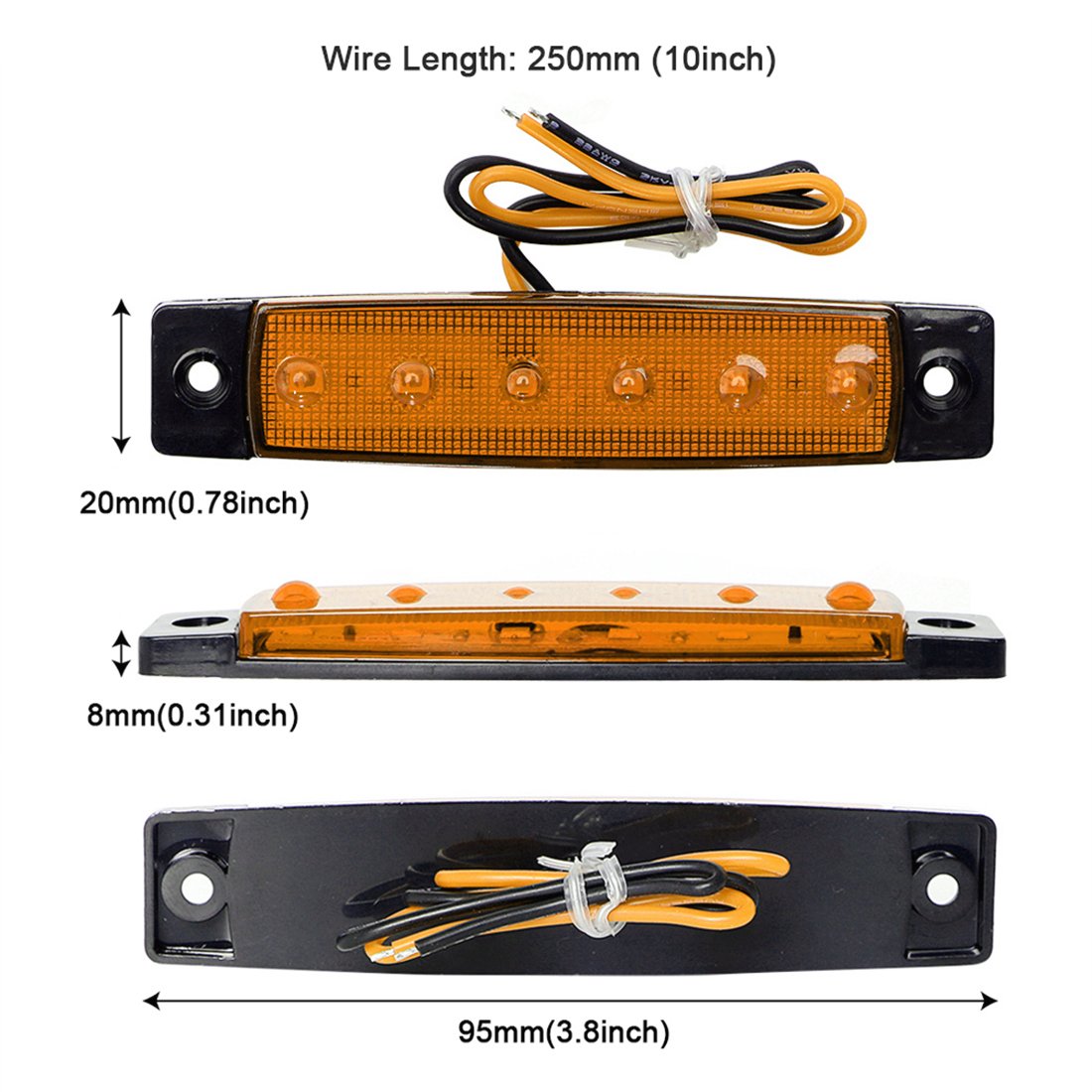 Shangyuan LED Boat Lights, Slim Strip Bar Light, Yellow, Pack of 2, Model 3766214