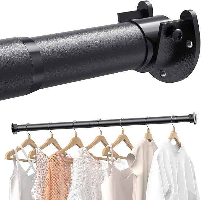 Supforce Closet Rods for Hanging Clothes, 17 to 84 Inches Stepless Adjustable Metal Closet Rod, 1.3 Inches Heavy Duty Clot...